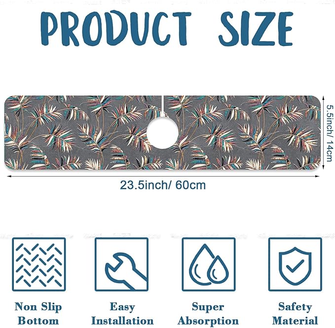 Ceramic Texture Sink Splash Guard Kitchen Tiles Faucet Absorbing Mat Fast