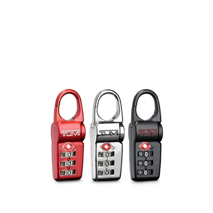 TUMI - TSA Lock Box - Combination Lock for Luggage & Backpack - TSA-Approved Locks - Travel Security Accessories - Set of 3 - Black/Silver/Red