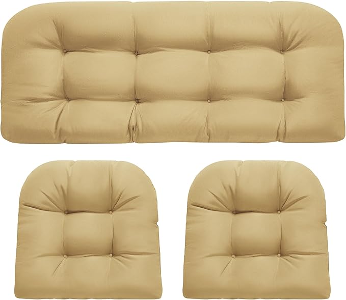 DANGHOOGY Wicker Chair Cushions, Waterproof Outdoor Loveseat Cushions