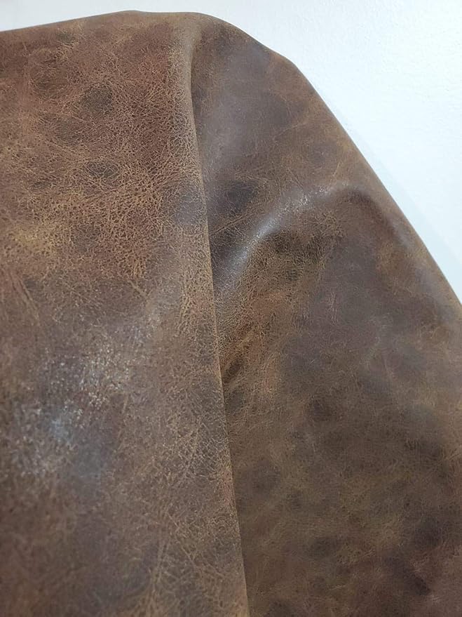 NAT Leathers | Brown Distressed Soft Faux Vegan Leather PU | 10 Yards 360" x