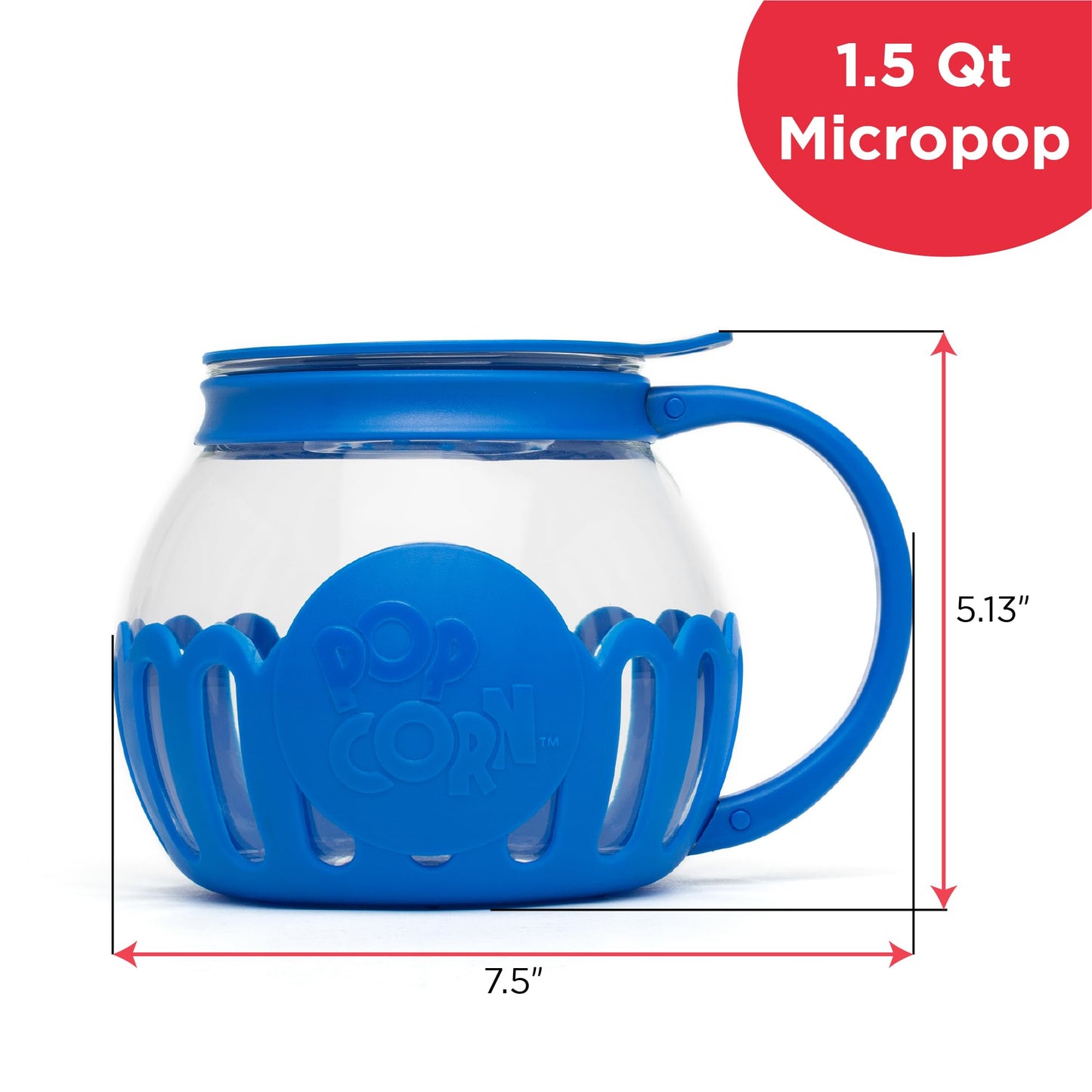 Ecolution Patented Micro-Pop Microwave Popcorn Popper with Temperature Safe Glass, 3-in-1 Lid Measures Kernels and Melts Butter, Made Without BPA, Dishwasher Safe, 3-Quart, Aqua