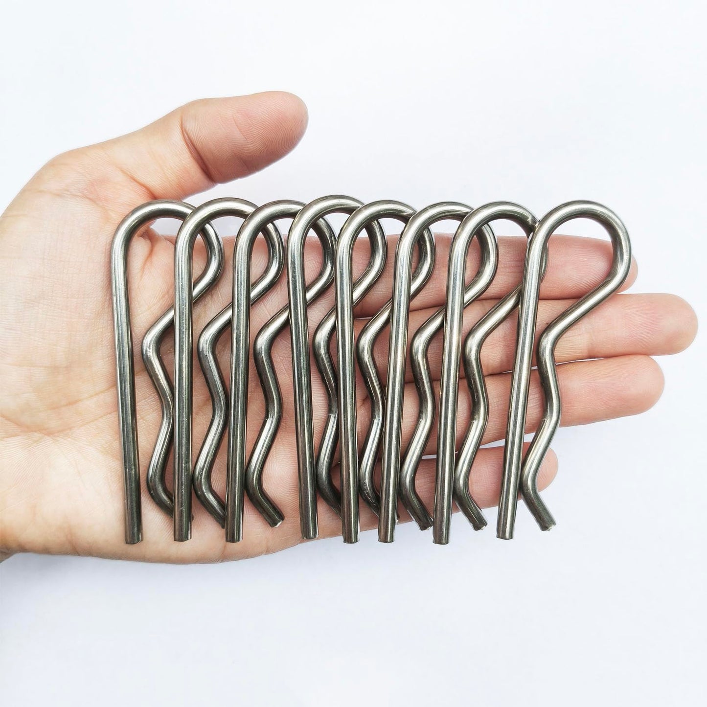 8Pcs Cotter Pins, Heavy Duty Hitch Pins Clip R Clips Cotter Pins, Stainless Steel Spring Retaining Wire Hair Pins， Large for Trailer Tractors Mower Carts Truck Pin Clip M4x75mm