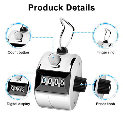 Decymis 2 Pack Clicker Counter, Metal Hand Tally Counter Clicker, 4 Digit Mechanical Palm Click Counter for Counting Numbers, Coaching, Sports Events Count