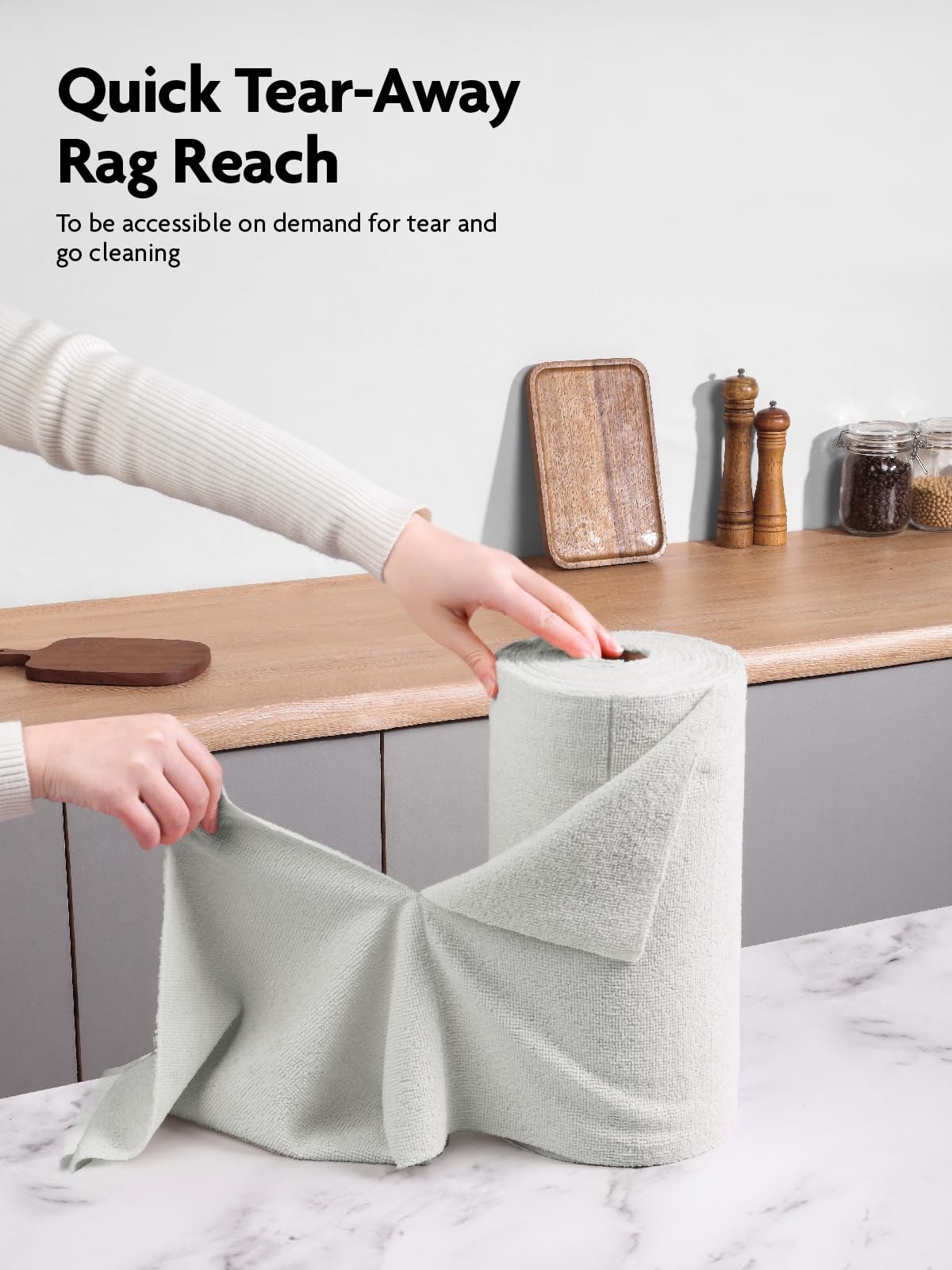 Fantasticlean Microfiber Cleaning Cloth Roll -150 Pack, Tear Away Microfiber Towels, 12" x 12", Reusable, Washable, Ultra Absorbent Dishcloth for Home Supplies, Car, Pet, Kitchen (2 Rolls of Grey)
