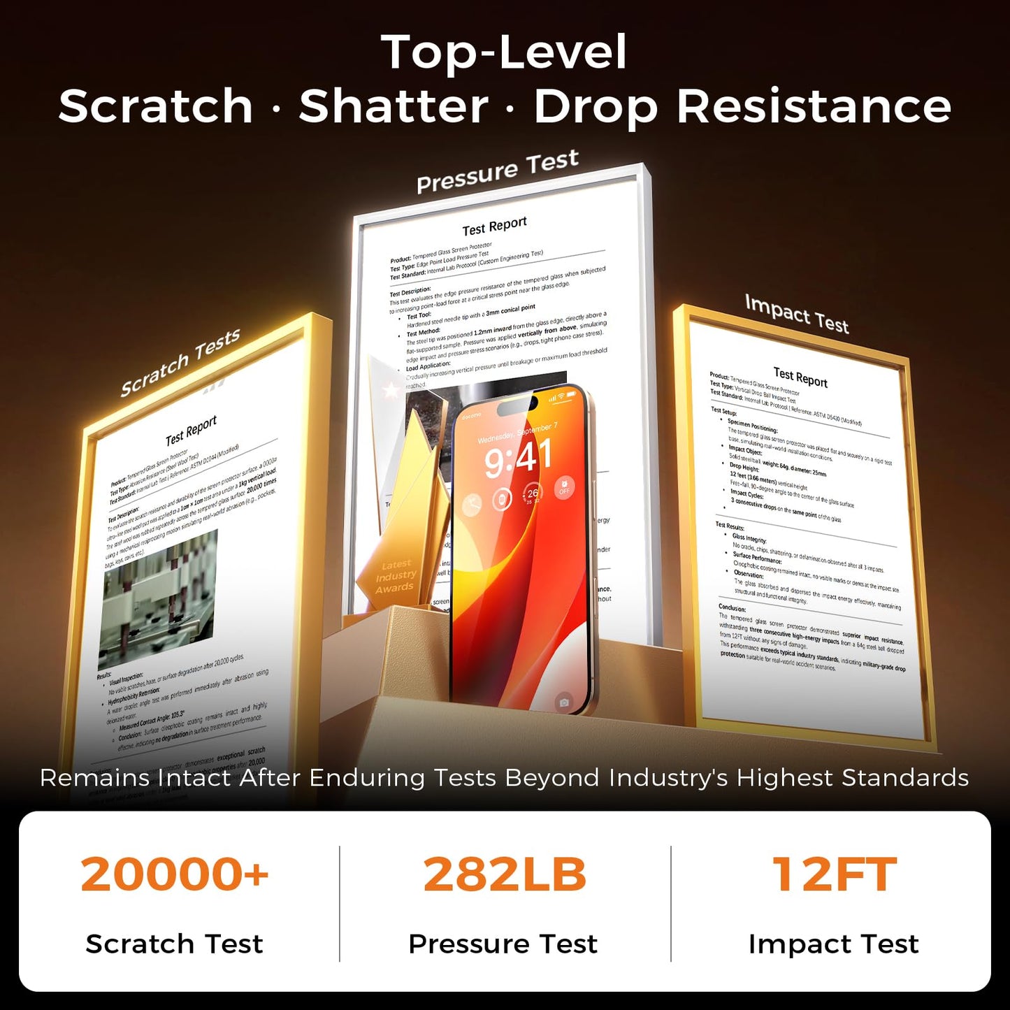 NeverBreak 9H+ Hardness for iPhone 17 Pro Max Screen Protector 12FT Military Grade Protection (Scratch, Shatter, Drop Resistance) Tempered Glass Full Edge Coverage 6.9", 2 Pack with De-Bubble Card