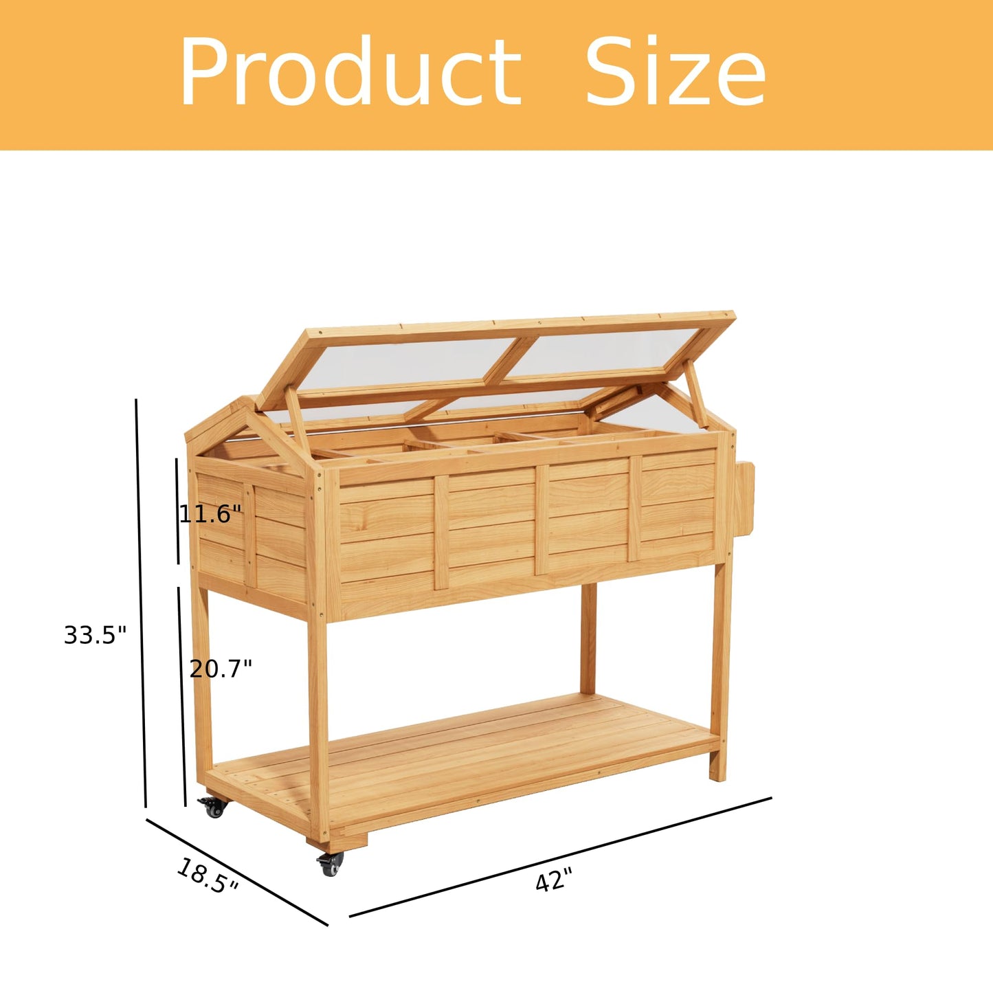 Raised Garden Beds on Wheels with Legs and Cover Elevated Herb Planter Box Cart Outdoor with Bed Liner,Storage Shelf,Seed Starter Tray for Backyard Patio Gardener Porch Outside (Country Rustic)