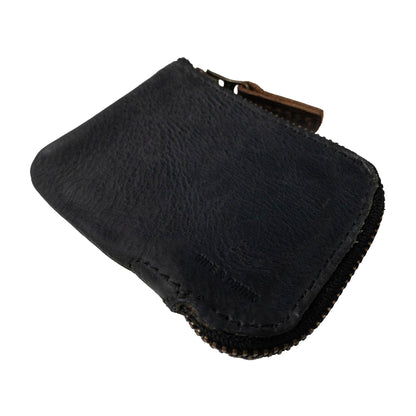 Hide & Drink, Full Grain Leather Zippered Card Wallet for Men and Women, Coin Pouch, Money Holder, Pocket Organizer, Handmade, Charcoal Black