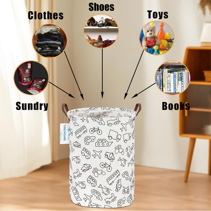LANGYASHAN Laundry Hamper Collapsible Kids Storage Basket Waterproof Fabric Toy Clothes Organizer Bin for Children Bedroom Bathroom (Vehicle)