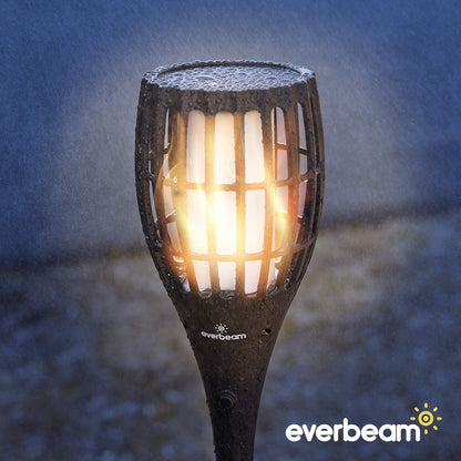 Everbeam P1 Solar Torch Light with Flickering Flame - Our Waterproof Outdoor Solar Tiki Torches Come Equipped with 96 LED Bulbs That Create A Stunning Realistic Fire Effect - 2 Pack