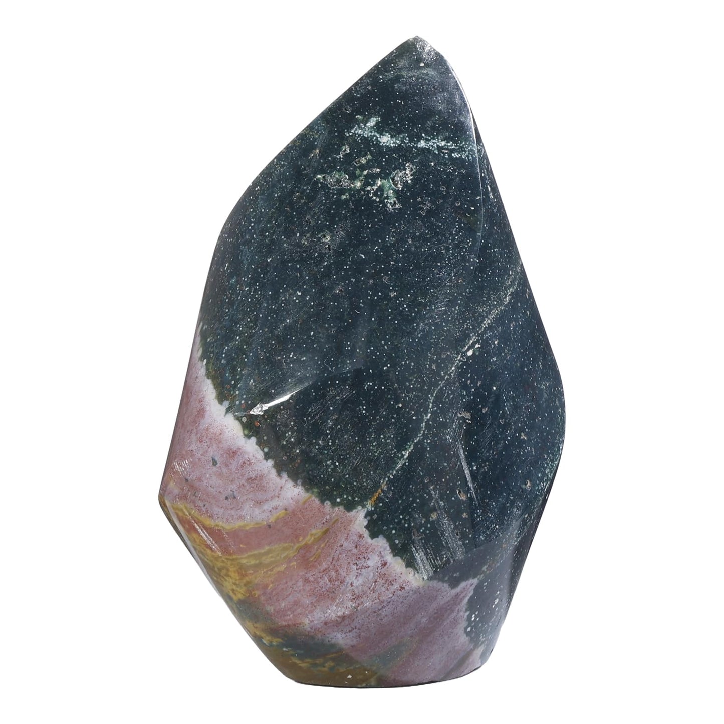 TUMBEELLUWA Ocean Jasper Crystal Obelisk Tower for Shelf Desk Decor, Flame Shaped Crystals and Healing Stones for Positive Energy 0.44-0.66 LBS