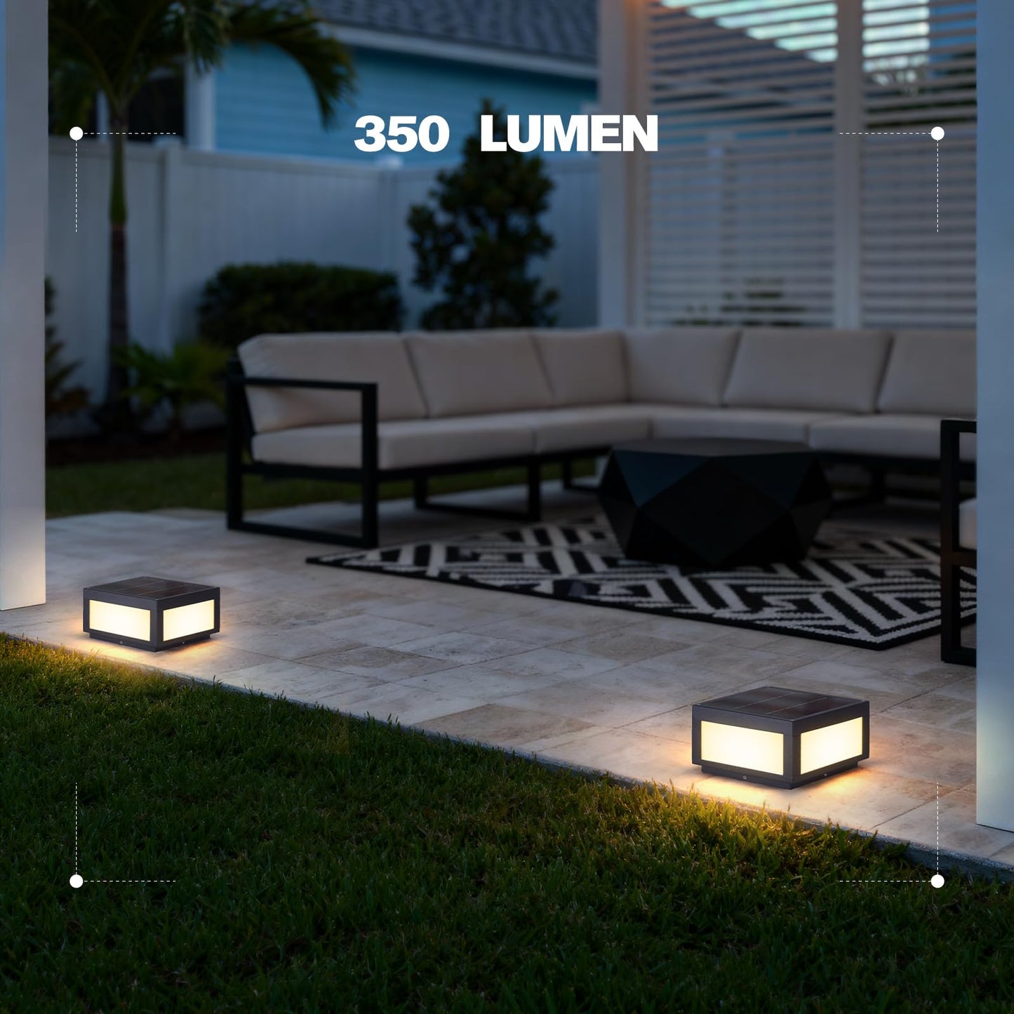 Smplhavn 9.84" Solar Post Lights, 3000K LED Solar Pillar Lights Outdoor, IP54 Waterproof Outdoor Lamp Post Light, Dusk to Dawn Column Lighting for Posts Fence Outside Entrance Yard Patio Driveway