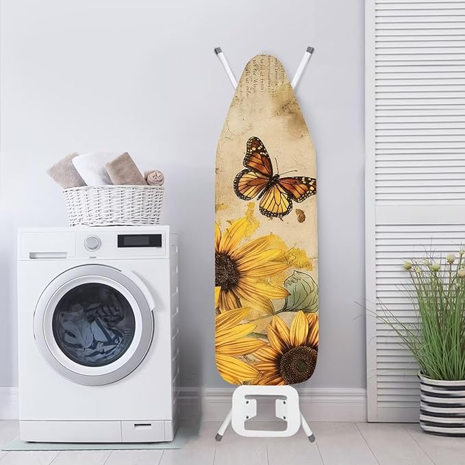 Sunflower Butterfly Ironing Board Cover and Pad, Resist Scorching and Staining