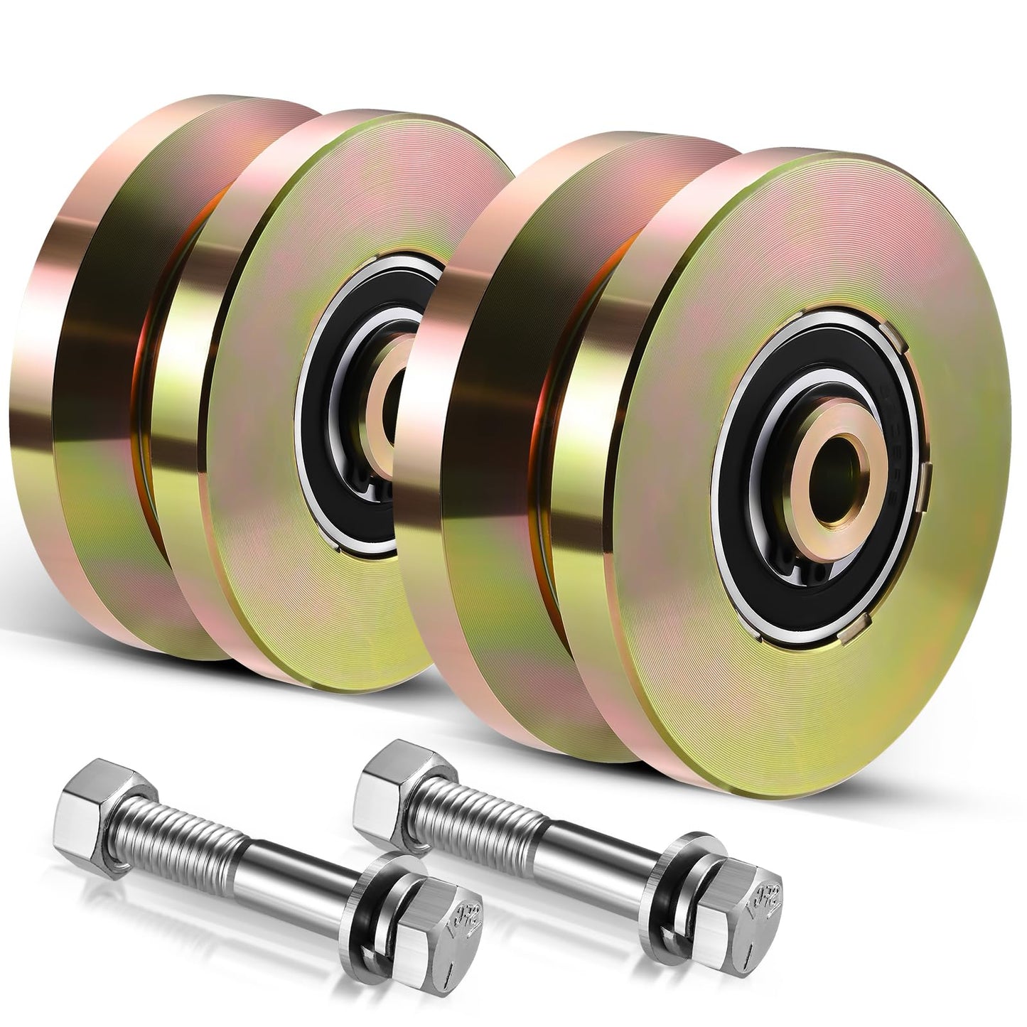 Soiiw 4" V Groove Sliding Gate Rollers 2 PCS Heavy Duty Solid Carbon Steel 4" Dia 1-3/4" Width Double-Sealed Bearing Gate Wheels, 3000 LBS Load Capacity for Driveway Fence & Industrial Sliding Gates