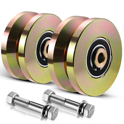 Soiiw 4" V Groove Sliding Gate Rollers 2 PCS Heavy Duty Solid Carbon Steel 4" Dia 1-3/4" Width Double-Sealed Bearing Gate Wheels, 3000 LBS Load Capacity for Driveway Fence & Industrial Sliding Gates