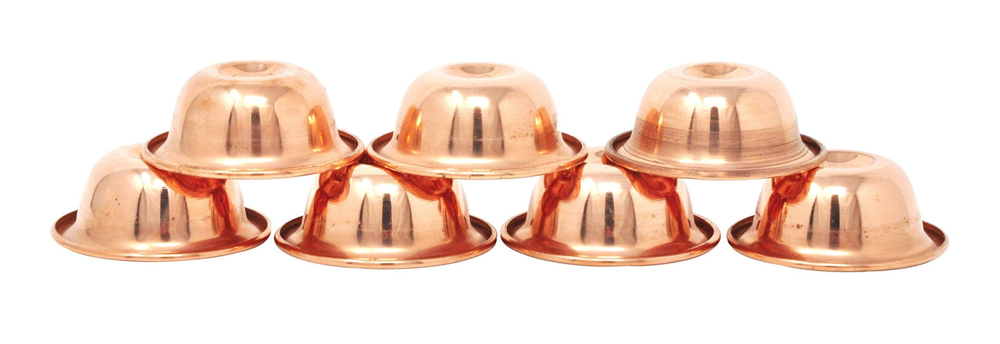 Mudra Crafts Brass Copper Offering Bowl Set of 7 Tibetan Buddhist Alar Supplies for Meditation Yoga Burning Incense Ritual Smudging Decoration 3.25 Inches Copper Tone