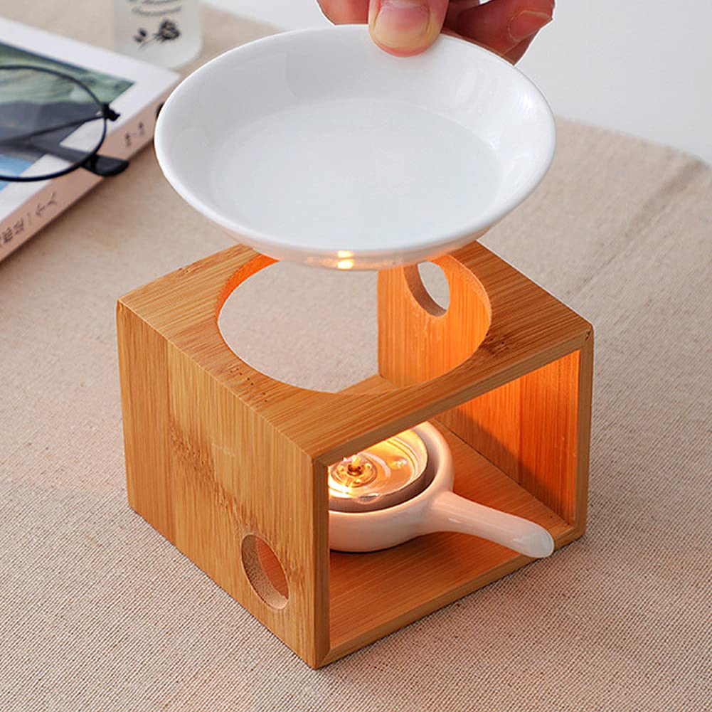 XIHUADOU Wooden Essential Oil Burner, Aromatherapy Burner Oil Warmer Diffuser, WaxMelt Warmer with Tealight Candle Holder for Holiday Home Birthday Wedding Valentine Decoration
