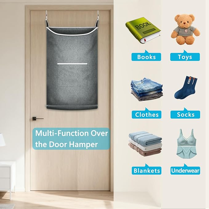XL Hanging Laundry Hamper, Over the Door Laundry Hamper and Baskets, Wide