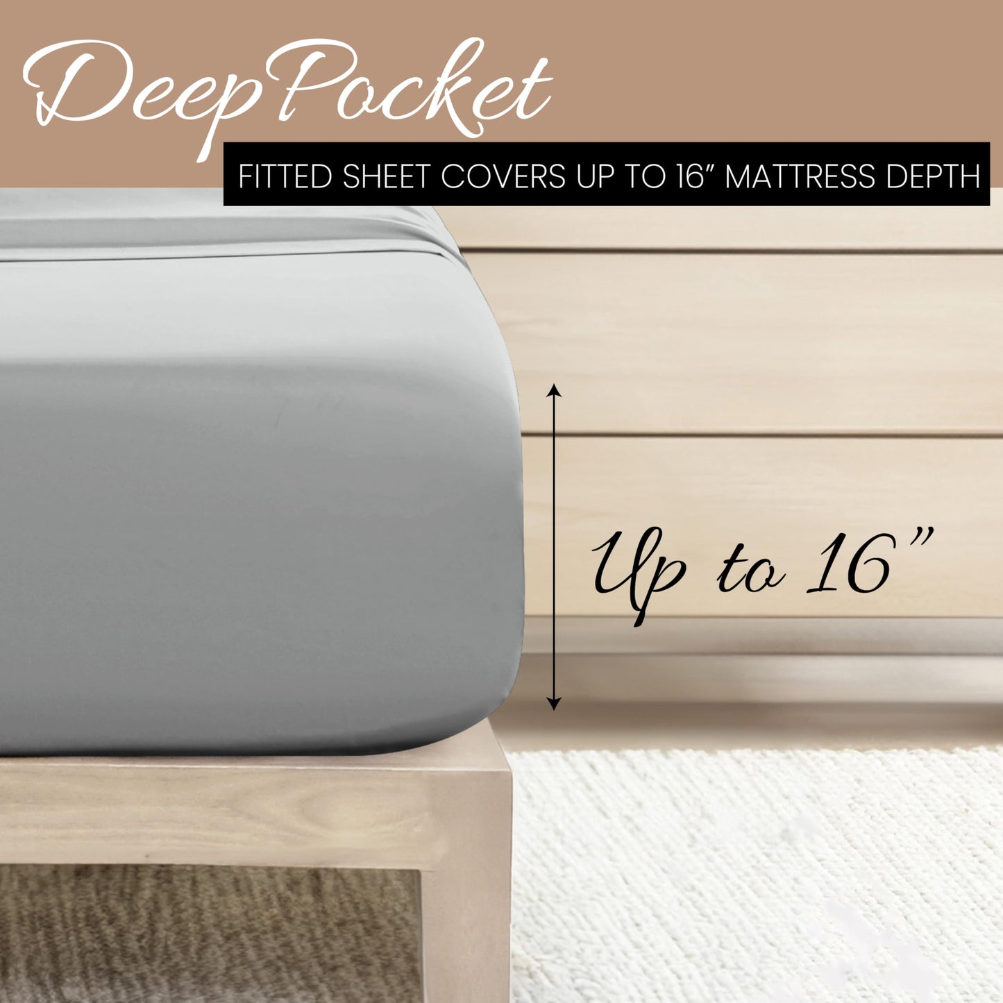 Linen Market Brushed Microfiber Queen Sheet Set 4 Piece – Oeko-TEX Certified Ultra Soft & Wrinkle-Free - 16" Deep Pocket Sheets - Easy Care Queen Size - Light Gray