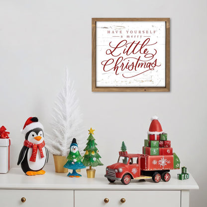 flangairy Have Yourself A Merry Little Christmas Sign, 11.8 Inch Wooden Xmas Wall Decor Art, Holiday Decorative Signage Table Shelf Mantel Bedroom Bathroom Rustic Farmhouse Decorations for Home Office