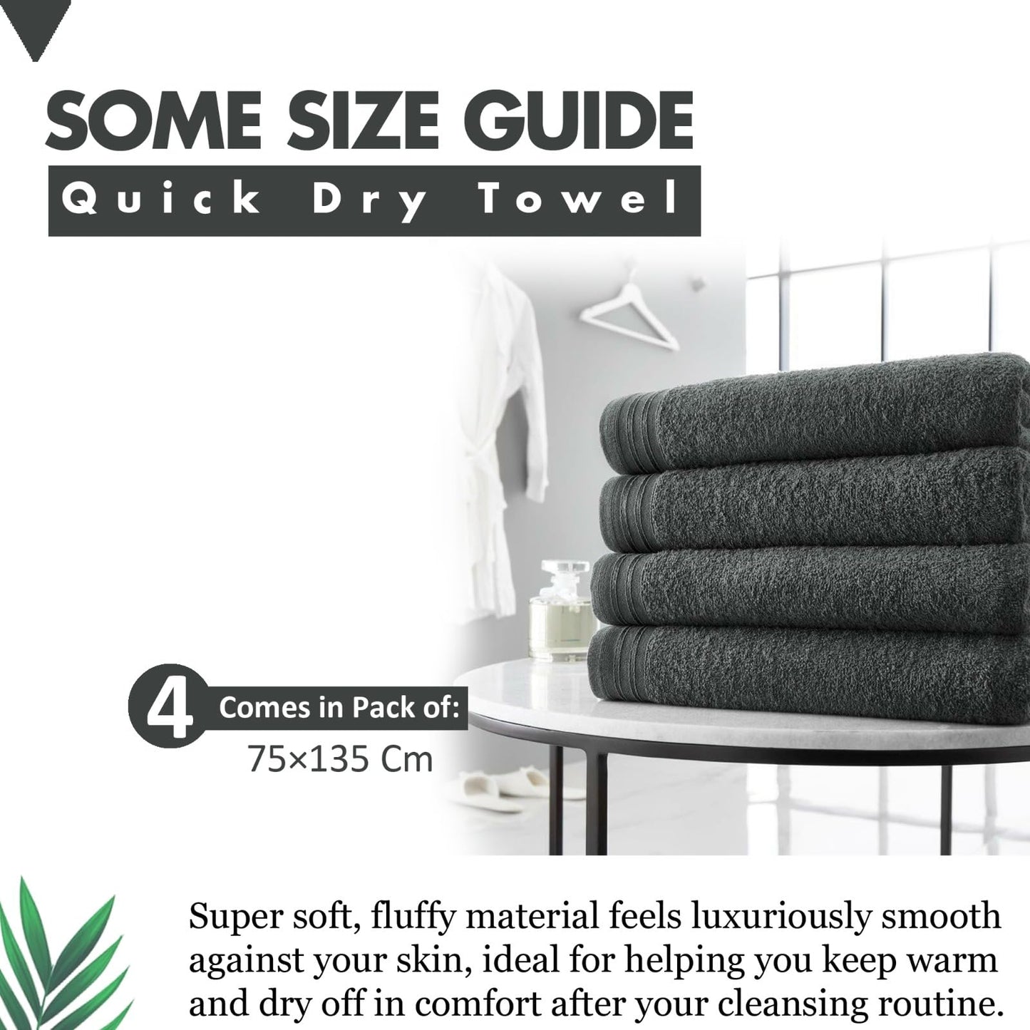 Lions Bath Towels - Set of 4 Bathroom Bath Sheets, 100% Luxury Cotton, 500 GSM 75X135CM, Highly Absorbent and Quick Dry Extra Large Towel, Accessory Set, Charcoal