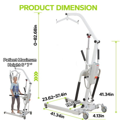 2IN1 Electric Patient Lift with StandUp Assist | 8000N Body Transfer Lift for Home Use | Wheelchair, Toilet Transfers,Rehabilitation Recovery | Elderly Disabled Mobility Aid | 2 Slings Battery Powered