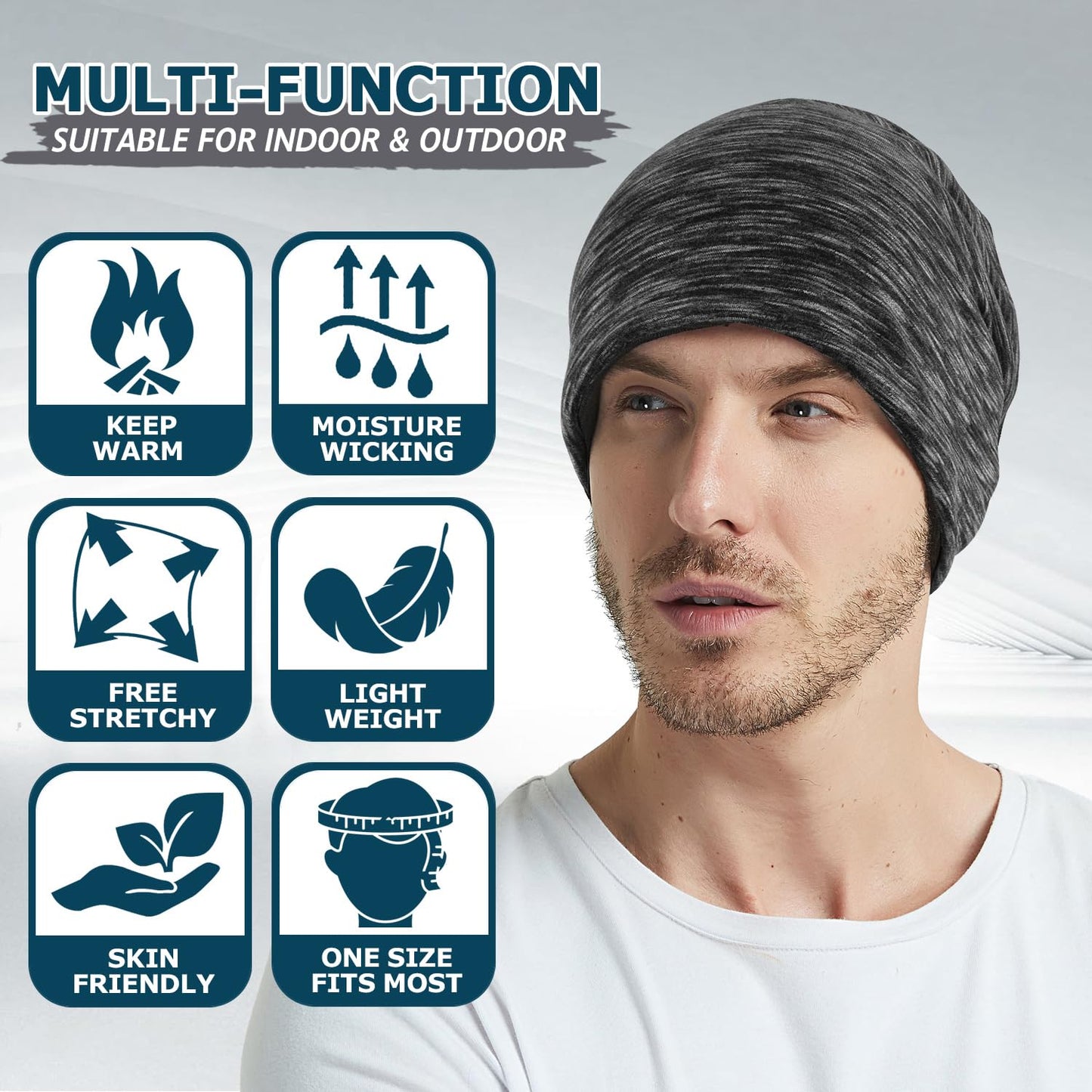 EINSKEY Lightweight Slouchy Beanie for Men Women, Oversize Thin Cotton Skull Cap Chemo Cap Night Sleeping Hat for All Seasons