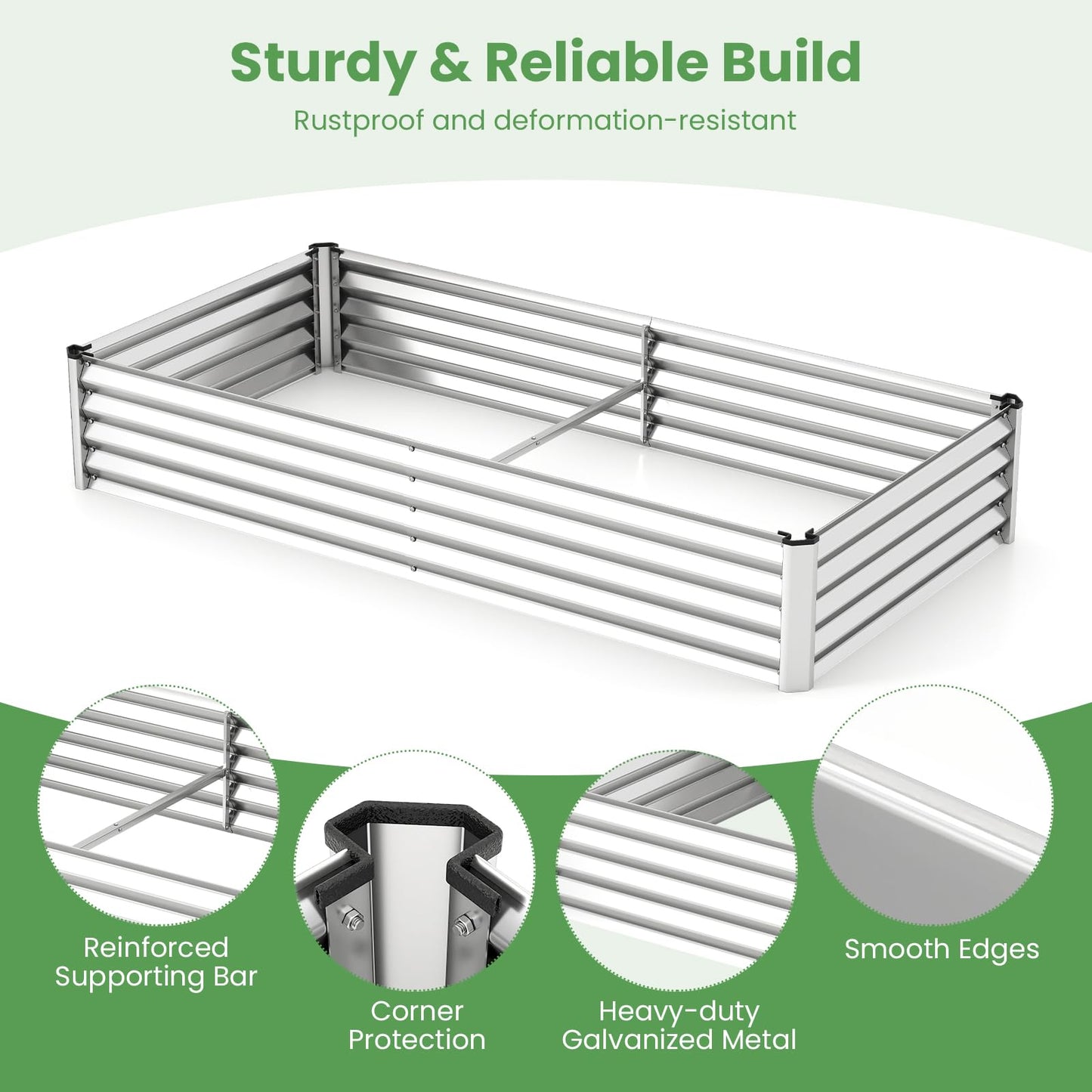 Giantex Galvanized Raised Garden Bed with Greenhouse Cover, 6x3x1 FT Outdoor Metal Oval Tall Planter Box with 2 Roll-up Windows, Clear PVC Mini Greenhouse for Vegetables Flowers Herbs Patio (Silver)