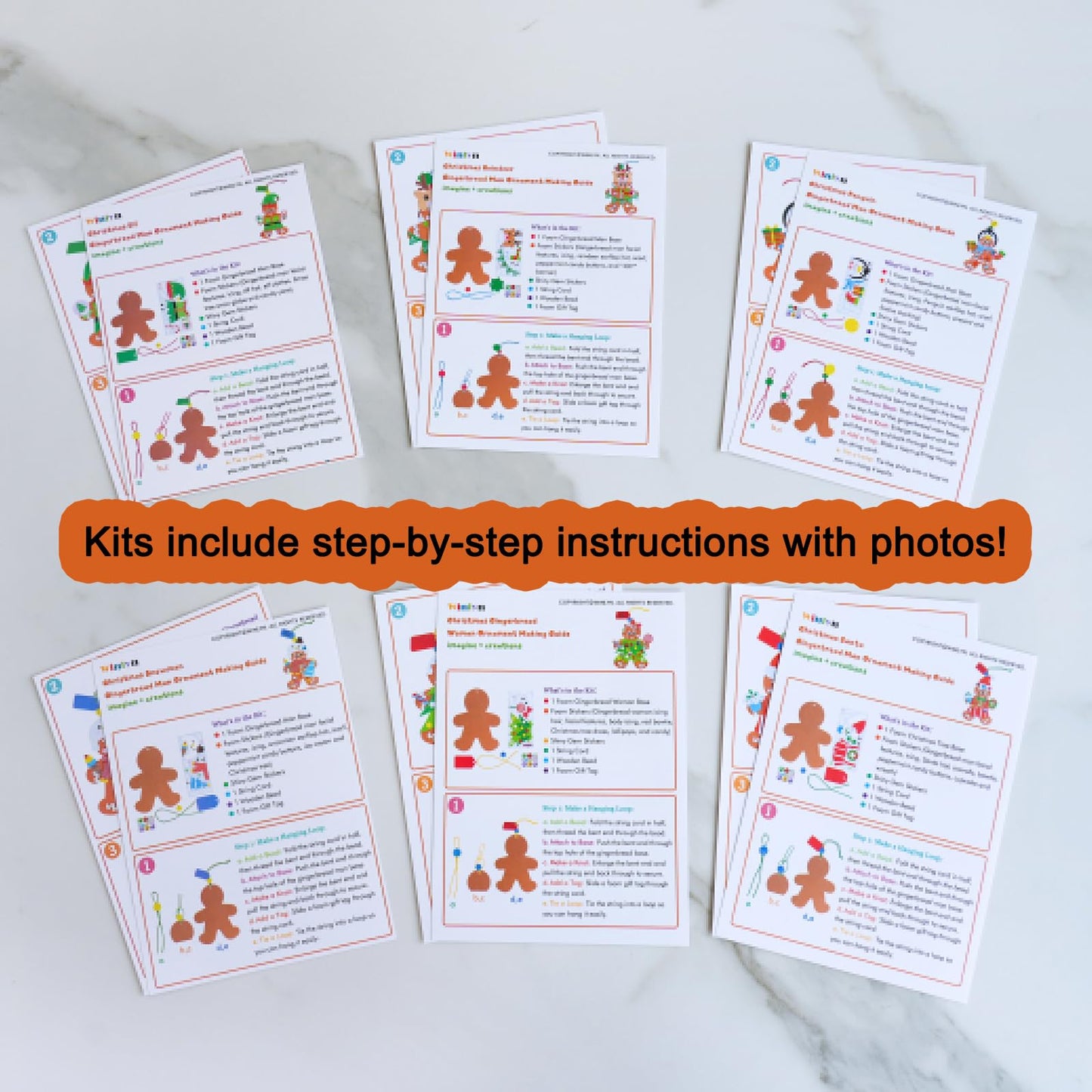 Winlyn 24 Sets Christmas Craft Kits Winter Crafts DIY Holiday Gingerbread Man Ornaments Tree Decorations Art Sets Stocking Foam Stickers Arts and Crafts for Kids Home Classroom Activities Party Favors