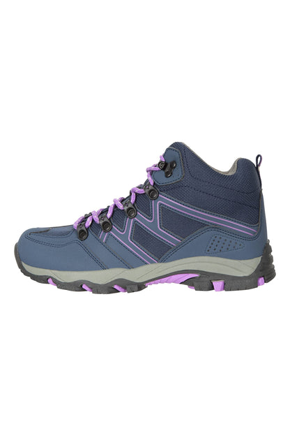 Mountain Warehouse Oscar Kids Walking Boots - Durable Childrens Hiking Shoes, Breathable Girls & Boys Footwear, Suede, Synthetic & Mesh Upper - for Camping & Trekking, Dark Purple, Kids Shoe Size 4 UK