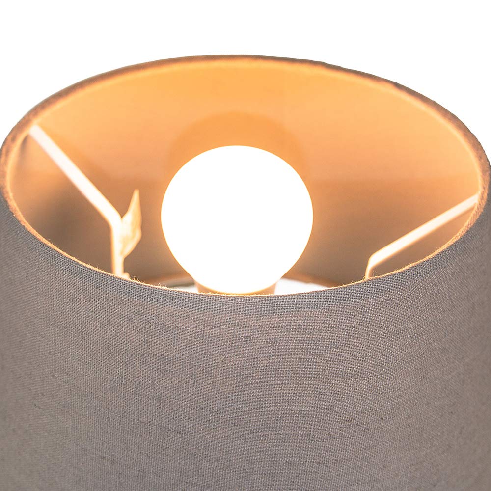 Traditional 12 Inch Grey Linen Fabric Drum Table/Pendant Lampshade 60w Maximum by Happy Homewares