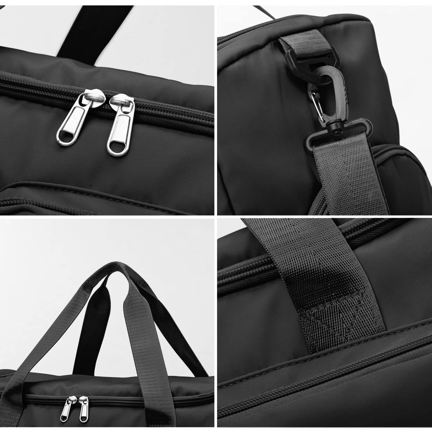 Suruid Sports Gym Duffel Bag with Shoes Compartment and Dry Wet Separated Pocket for Men and Women - Overnight Weekender Training Handbag Yoga Bag - Black