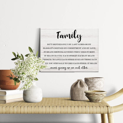Rustic Family isn't Defined Canvas Painting Framed Wall Art Decor for Living Room Bedroom Home, Funny Farmhouse Family Quote Canvas Poster Print Present 11.5x15 inches