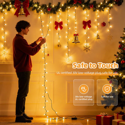 AHAWILL Warm White Christmas Lights Outdoor,166FT 500LED String Lights with 8 Modes,Christmas Tree Lights Indoor Plug in,Waterproof Twinkle Fairy Lights for Party,Classroom,Home Decor