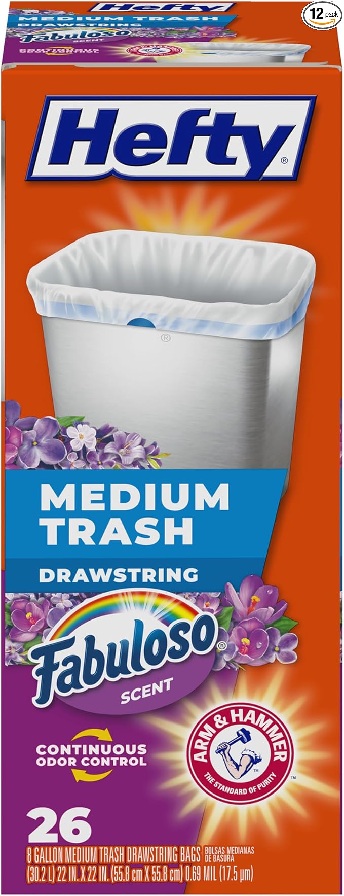 Hefty Medium Trash Bags, Fabuloso Scent, 8 Gallon