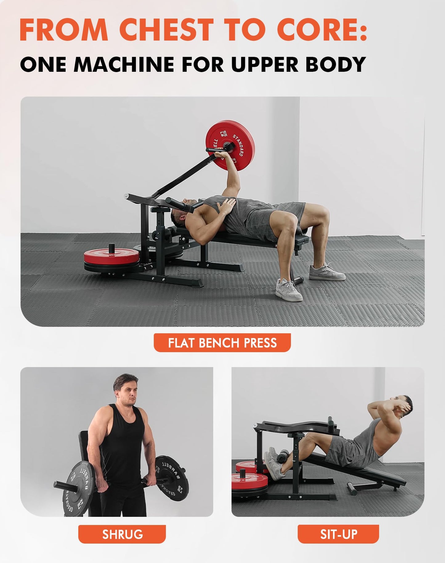 GMWD Chest Press Machine, 1250LBS Bench Press Machine with Independent Converging Arms, Adjustable Flat Incline Bench for Chest, AB Workouts, Shoulder Home Gym Equipment, Black, V1
