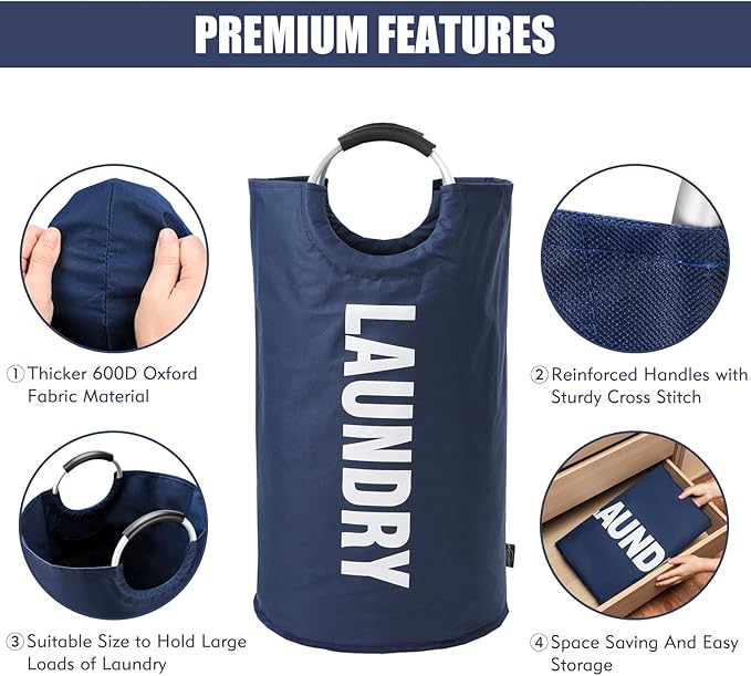 DOKEHOM 125L X-Large Collapsible Washing Laundry Basket Bag