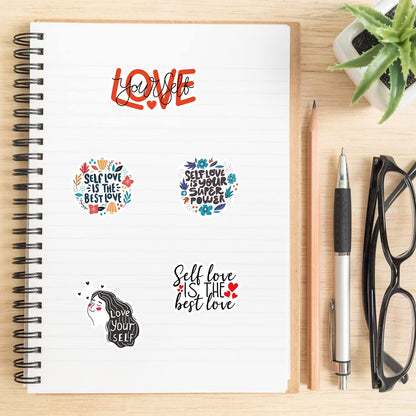 50 PCS Self love Stickers Love Yourself Sticker Self Care Self-approval Decals for Journaling Laptop Scrapbook Water Bottles Guitar Suitcase Waterproof Vinyl Gifts for Women Girl Kids Teens (Selflove)