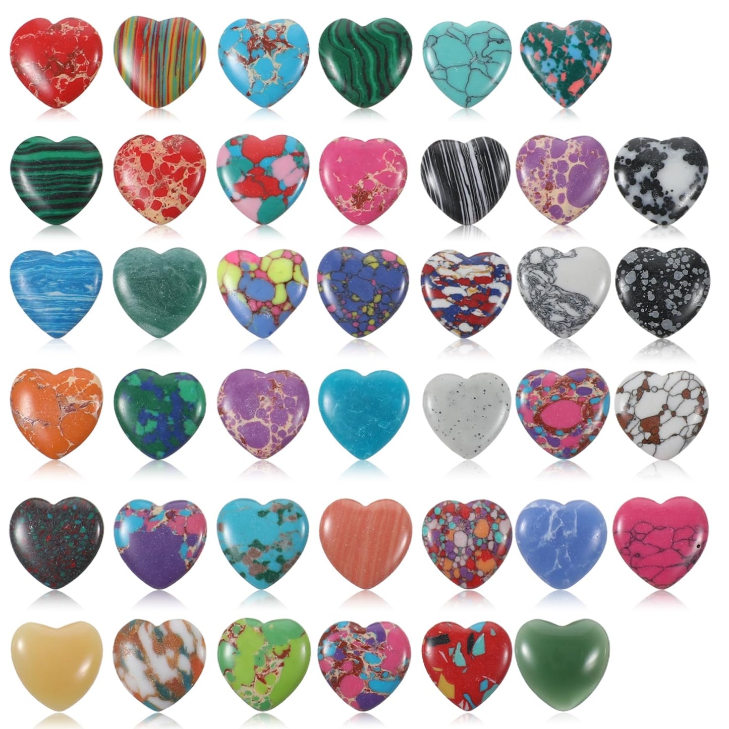 100 Pcs Heart Stones Worry Stones Heart Shape Anxiety Crystal Bulk 0.8 Inch Gemstones Assorted Natural Cute Hearts Crystals Set for Anxiety Decoration Gifts