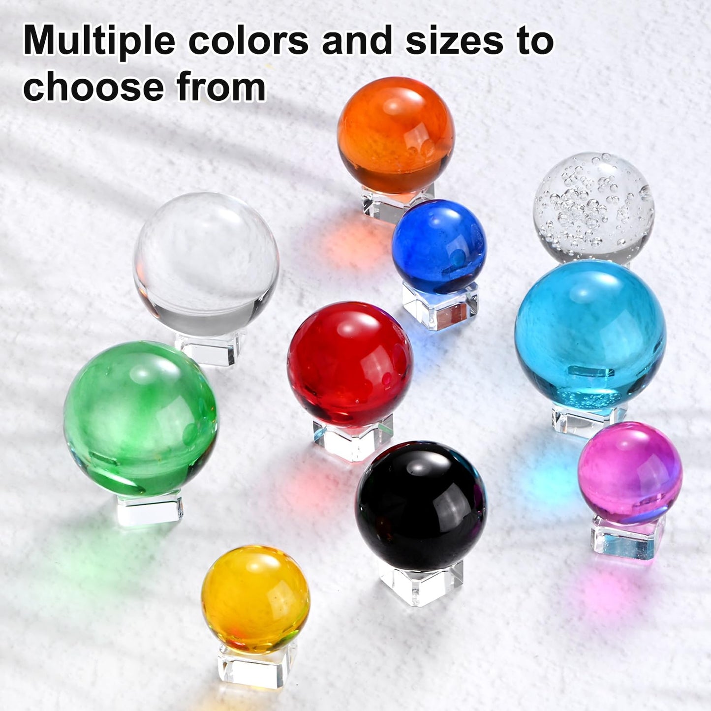 M METERXITY 40mm/1.6 Inch K9 Crystal Glass Ball with Stand Solid Crystal Ball Sphere Ornament for Home/Office/Photography/Magic [Pink]