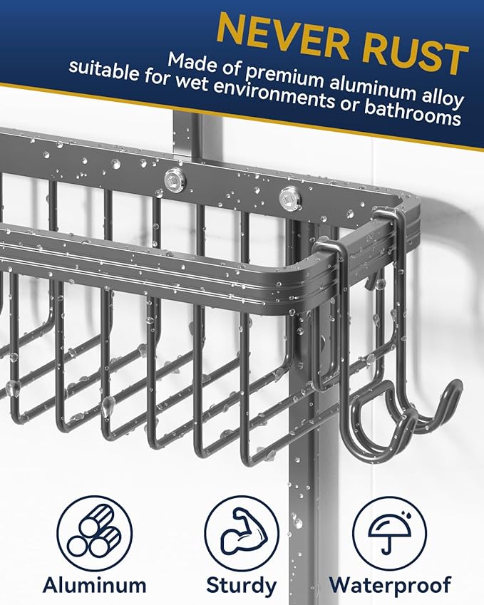 YASONIC Shower Caddy Hanging, Never Rust Shower Organizer Hanging, Aluminum