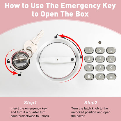 KYODOLED Pink Safe Box with Digital Keypad Lock, Lock Box with Code for Personal Items, Metal Security Box for Cash, Passport, Jewelry, Ideal for Home, Office, Garage Sale, 11.8'' x 9.4'' x 3.5''