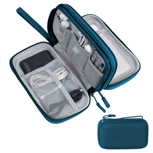 Skycase Electronic Organizer Travel Case - Waterproof Travel Cord Pouches for Organization, Cable Organizer, All-in-One Double Layers Storage Bag for Accessories, Charger, Cable, Green
