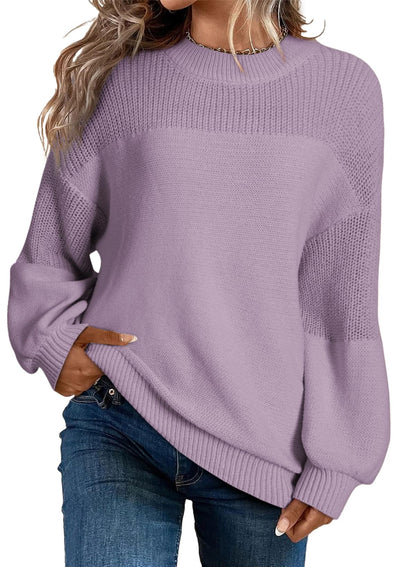 Dokotoo Women's Casual Long Sleeve Sweaters Loose Crewneck Knit Solid Pullover Sweater Jumper Tops