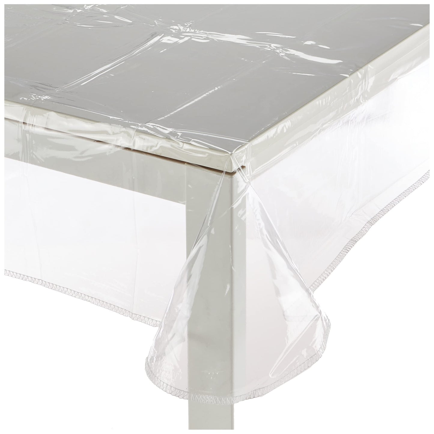 Soleil d'ocre Square Tablecloth 180 x 180 cm Crystal, Polyvinyl Chloride (PVC), Transparent/Green