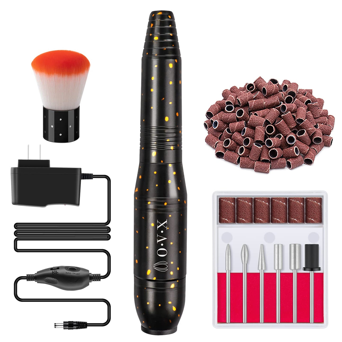 Portable Electric Nail Drill File Machine with Acrylic Nail Kit Set Professional 20000rpm Manicure Pedicure with Sanding Bands Brush for Nail Art Gel Nail Polish Tips Clippers
