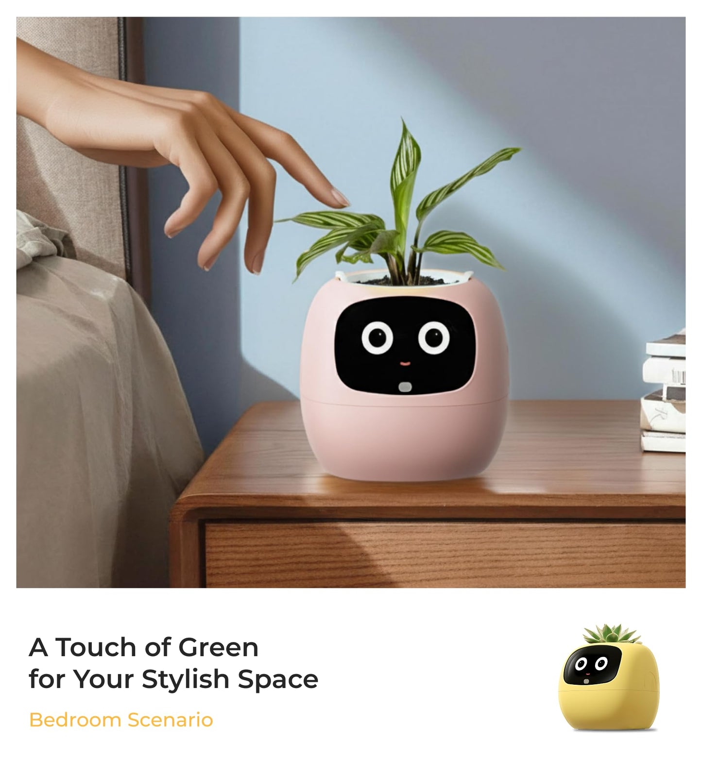 PLANTSIO Ivy AI Smart Planter Intelligent Flower Pot for Home Decoration Plants Companion Neat Desk Setup Gift Pet Planter Robot Guidance on Plant Care with Emojis (Pink)