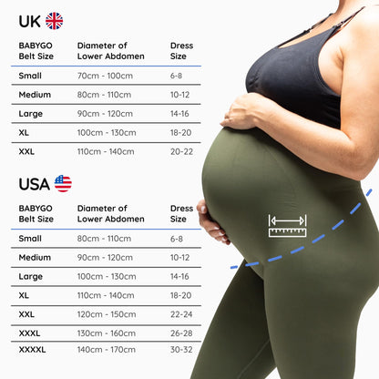 BABYGO® 4 in 1 Pregnancy Support Belt Maternity & Postpartum Band - Relieve Back, Pelvic, Hip Pain, SPD & PGP >> inc 40 Page Pregnancy Book for Birth Preparation, Labour & Recovery M Black