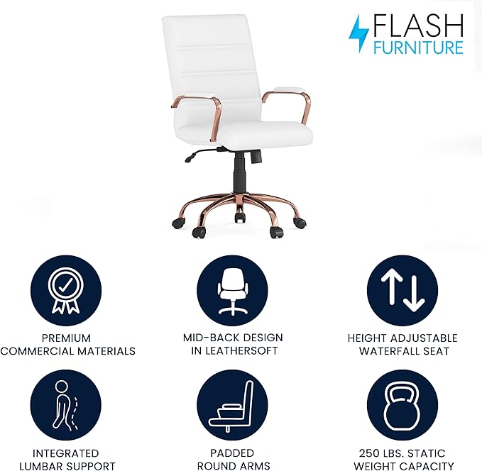 Flash Furniture Whitney Mid-Back Swivel LeatherSoft Desk Chair