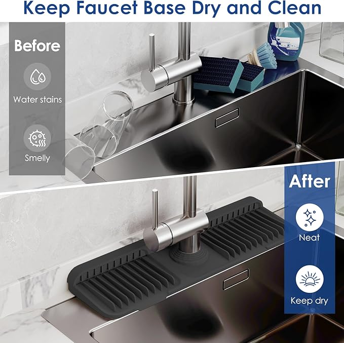 17.7 Inch Silicone Faucet Mat for Kitchen Sink Splash Guard