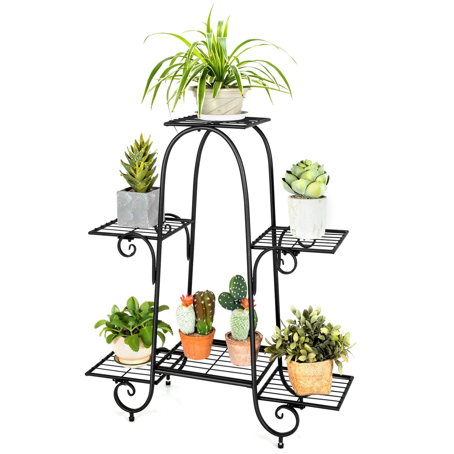 Giantex 6 Tiers Metal Plant Stand Flower Pots Holder, Plant Display Rack for Patio Garden Balcony Home, Indoor Outdoor Storage Shelf Decorative Planter Vertical Flowerpot Holder